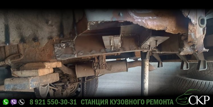 Реставрация задней части кузова Додж Караван (Dodge Caravan) в СПб в автосервисе СКР.